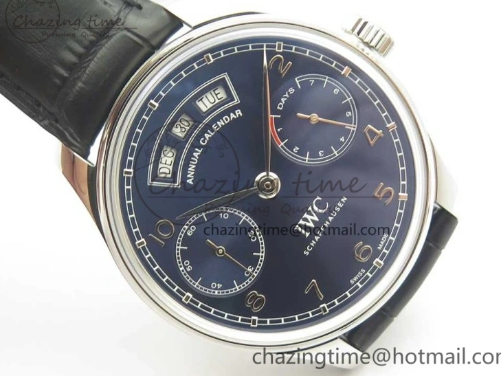 MIROTIME 0316 Portuguese Real PR Real Annual Calendar IW503502 ZF 1:1 Best Edition Blue Dial on Black Leather Strap A Breathable 7152